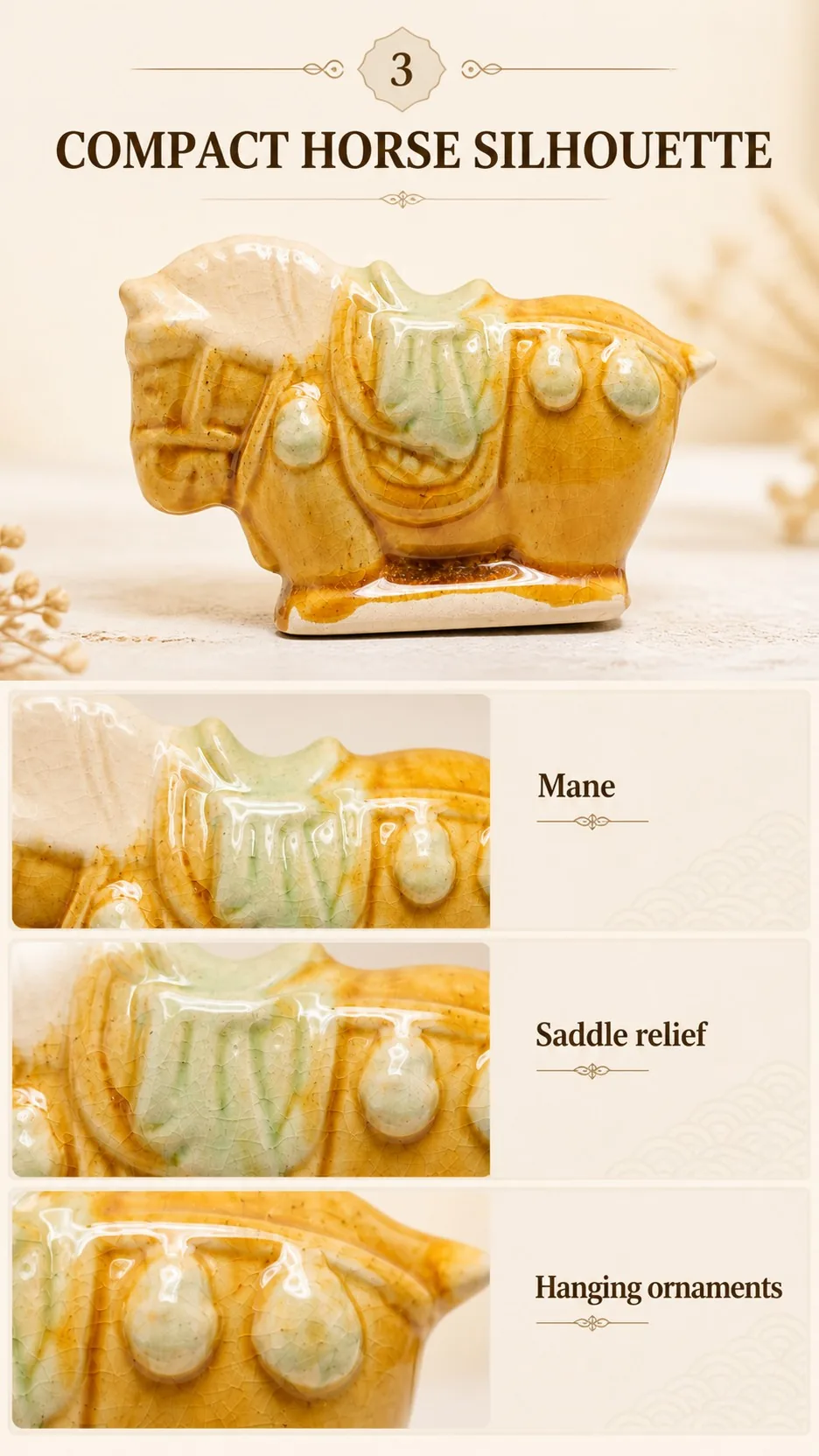 Luoyang Tang Sancai Ceramic Horse Figurines product detail 3