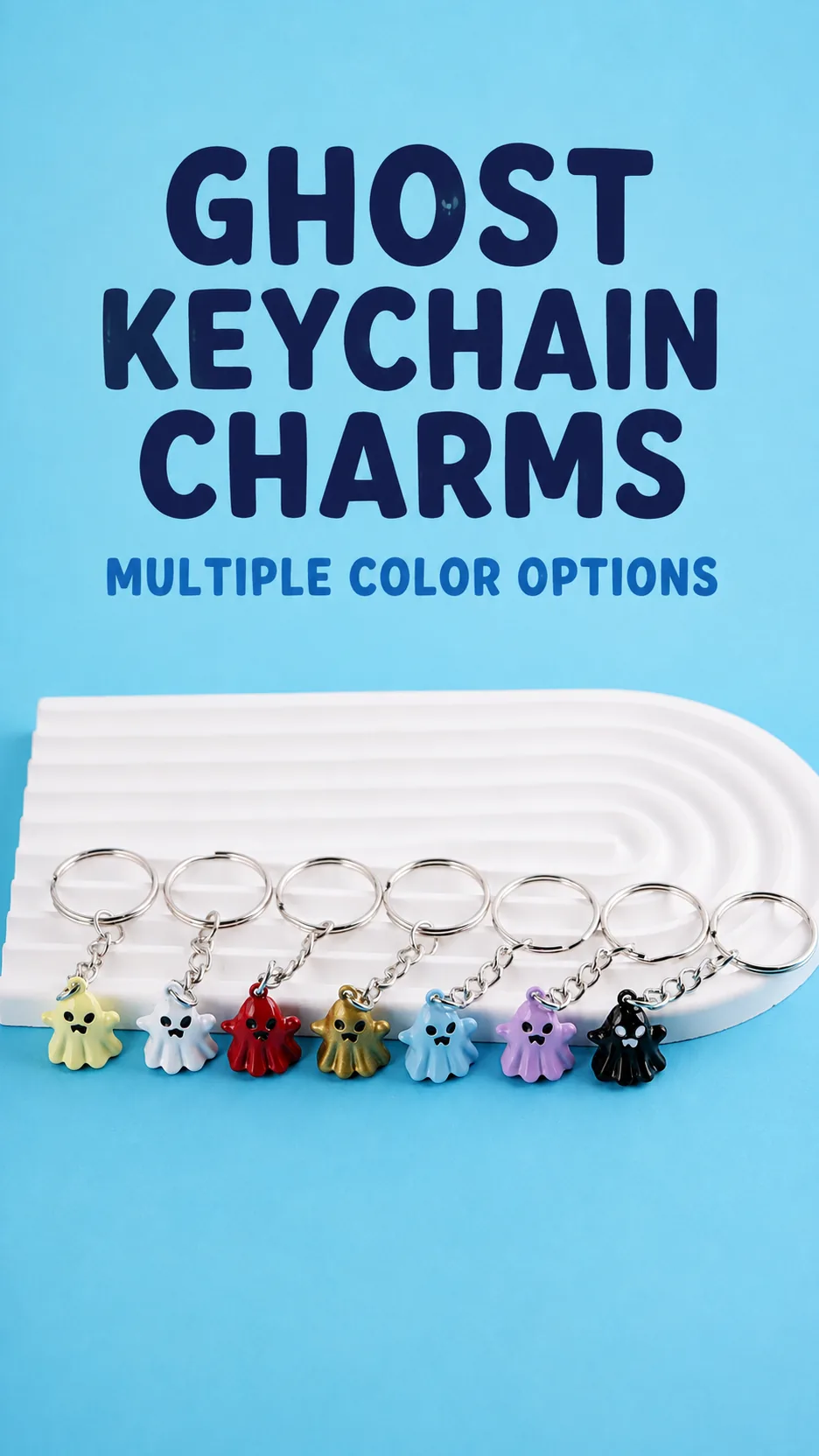 Cute 3D Ghost Keychain Halloween Cartoon Charm Metal Key Ring Bag Pendant DIY Accessory product detail 1