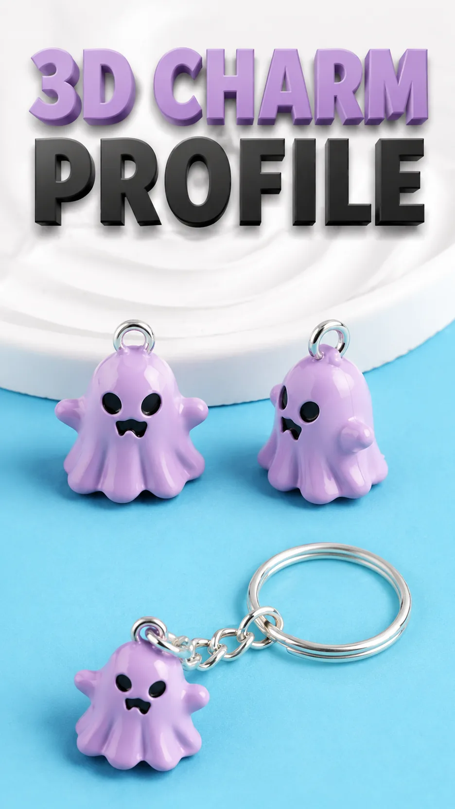 Cute 3D Ghost Keychain Halloween Cartoon Charm Metal Key Ring Bag Pendant DIY Accessory product detail 2