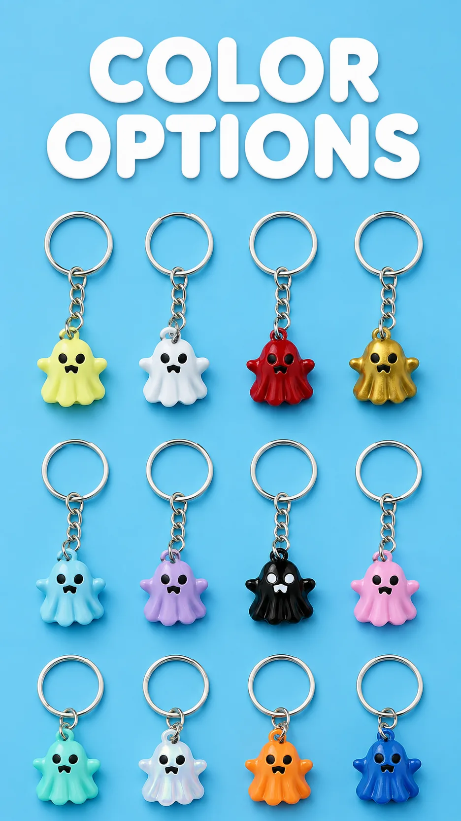 Cute 3D Ghost Keychain Halloween Cartoon Charm Metal Key Ring Bag Pendant DIY Accessory product detail 4