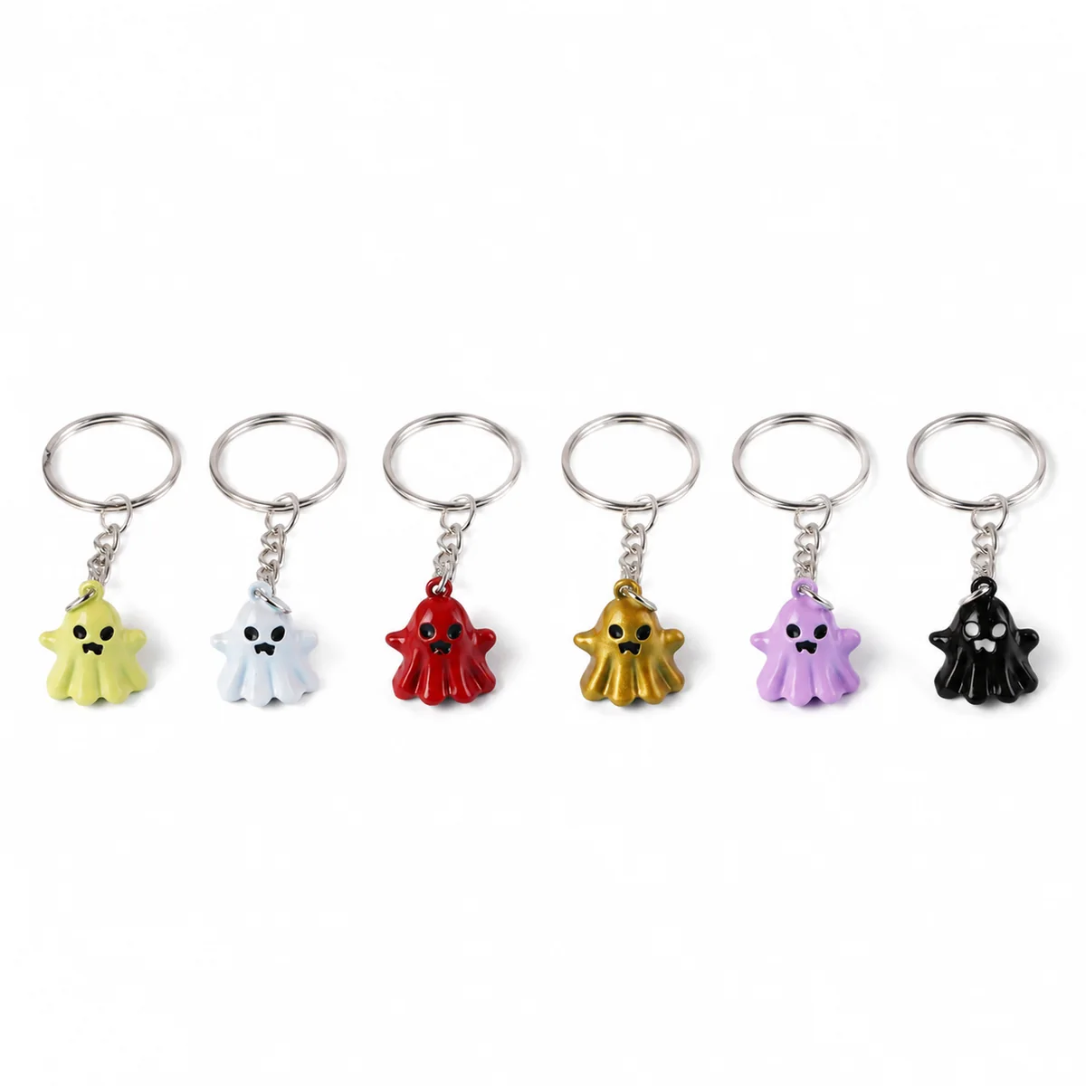 Cute 3D Ghost Keychain Halloween Cartoon Charm Metal Key Ring Bag Pendant DIY Accessory