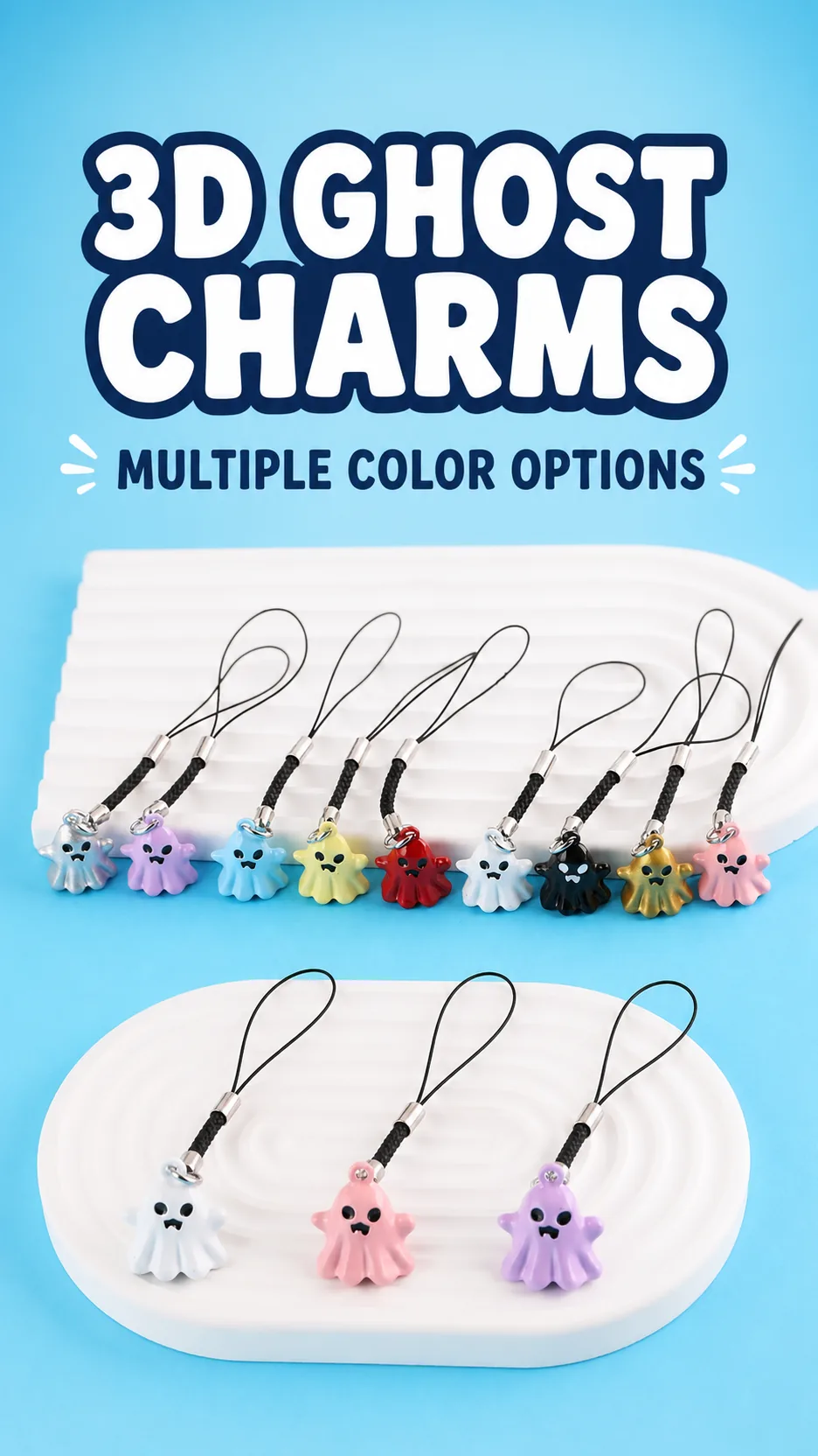 Cute 3D Ghost Phone Charm Wrist Strap DIY Bag Pendant Accessory product detail 1