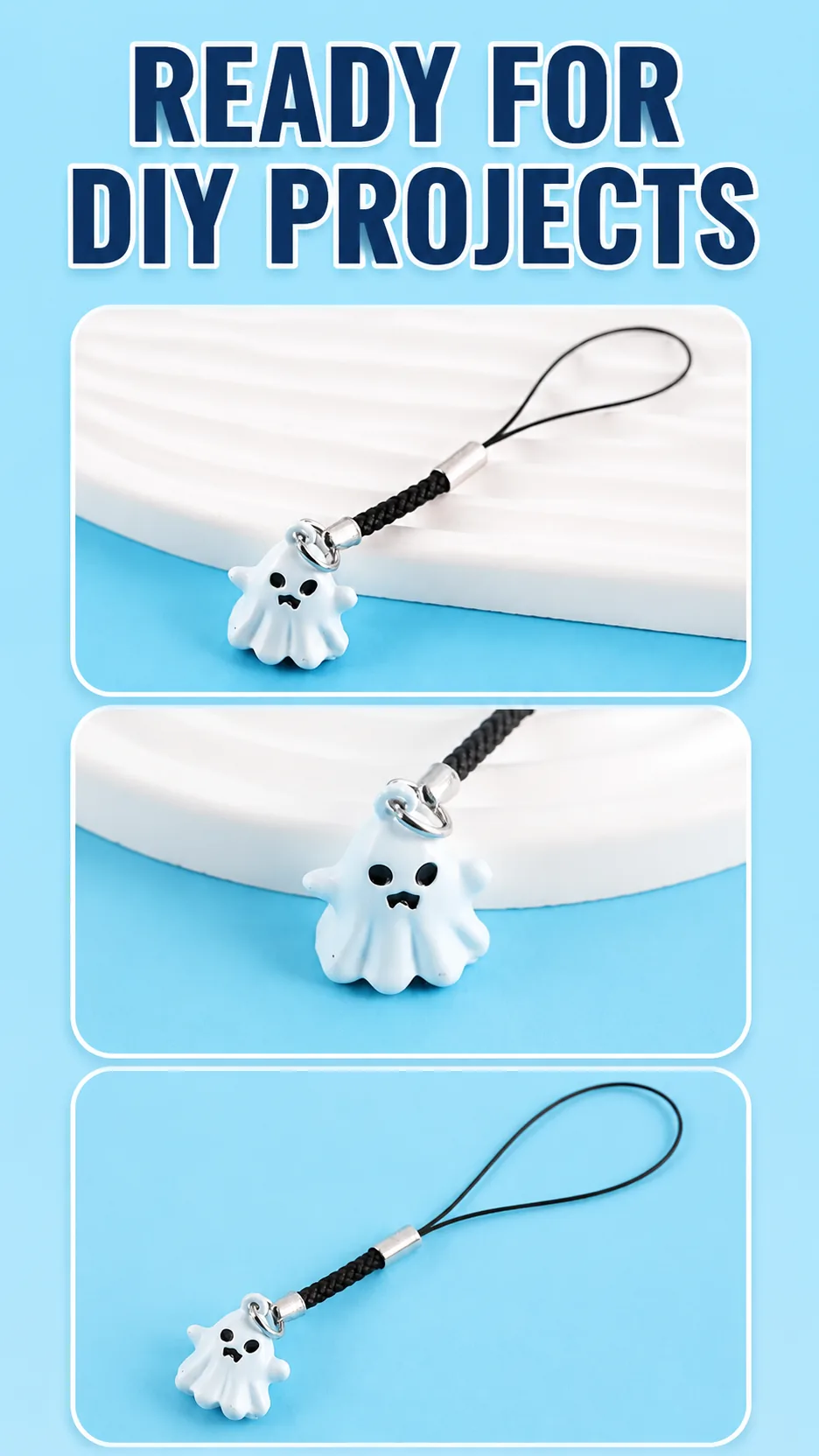 Cute 3D Ghost Phone Charm Wrist Strap DIY Bag Pendant Accessory product detail 7