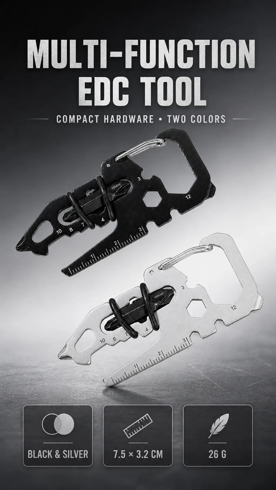 16-in-1 Stainless Steel EDC Tool Card product detail 1