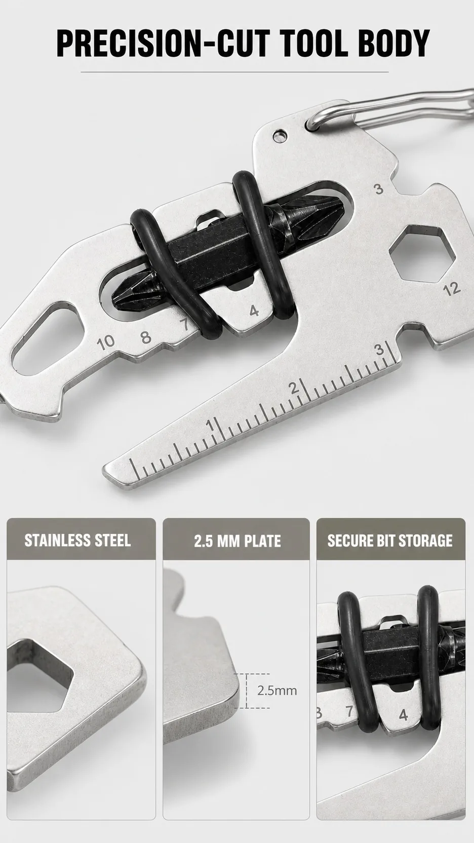16-in-1 Stainless Steel EDC Tool Card product detail 2