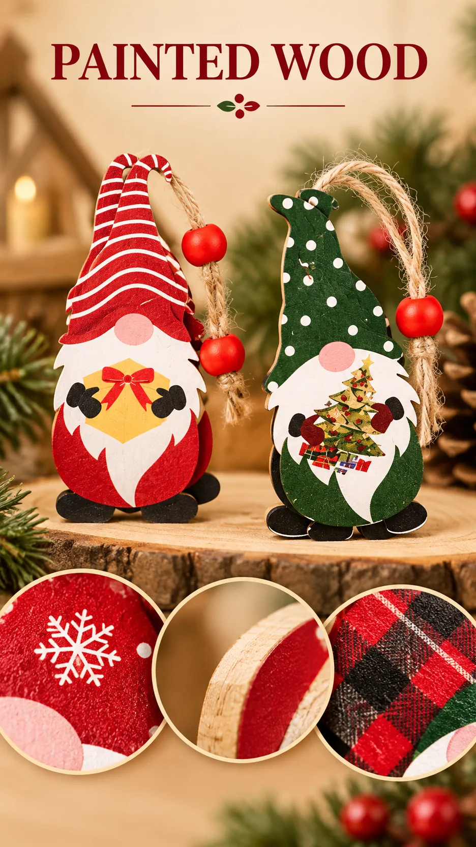 Christmas items, American home decorations, lovely forester with a Christmas gift, wood chow. product detail 2