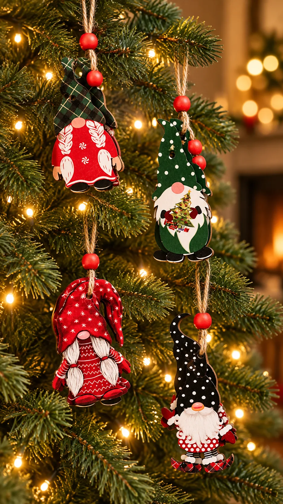 Christmas items, American home decorations, lovely forester with a Christmas gift, wood chow. product detail 6
