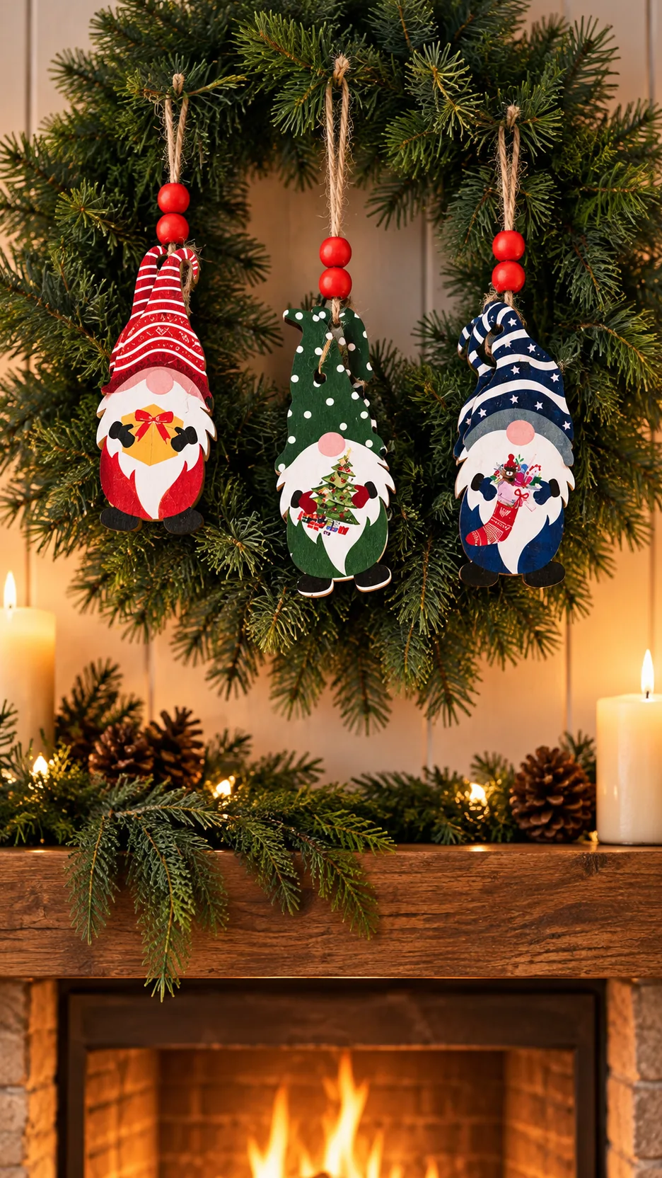 Christmas items, American home decorations, lovely forester with a Christmas gift, wood chow. product detail 7