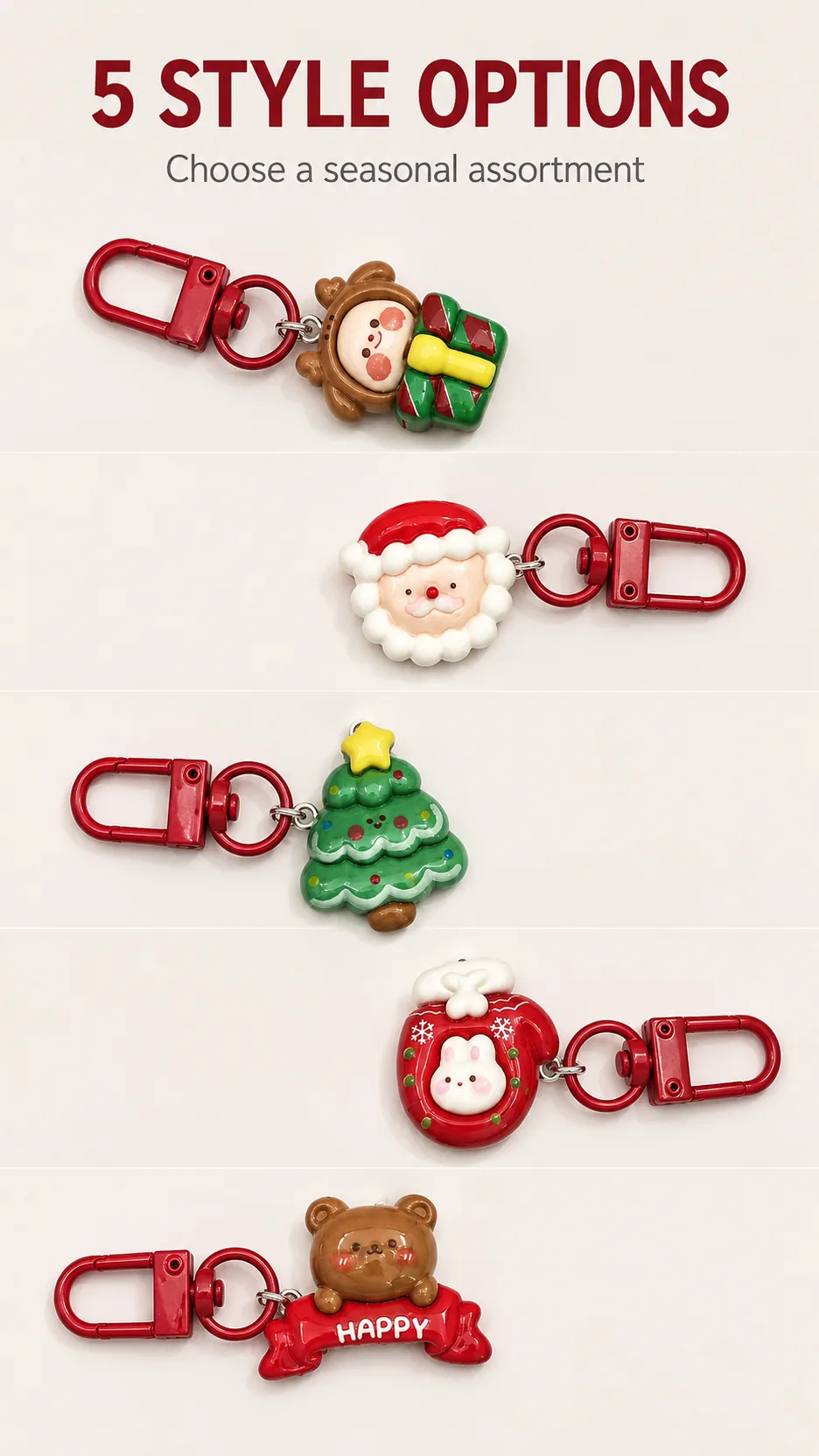 Cute Christmas Resin Keychain Cartoon Santa Claus Tree Bear Bag Charm Holiday Gift Wholesale product detail 5