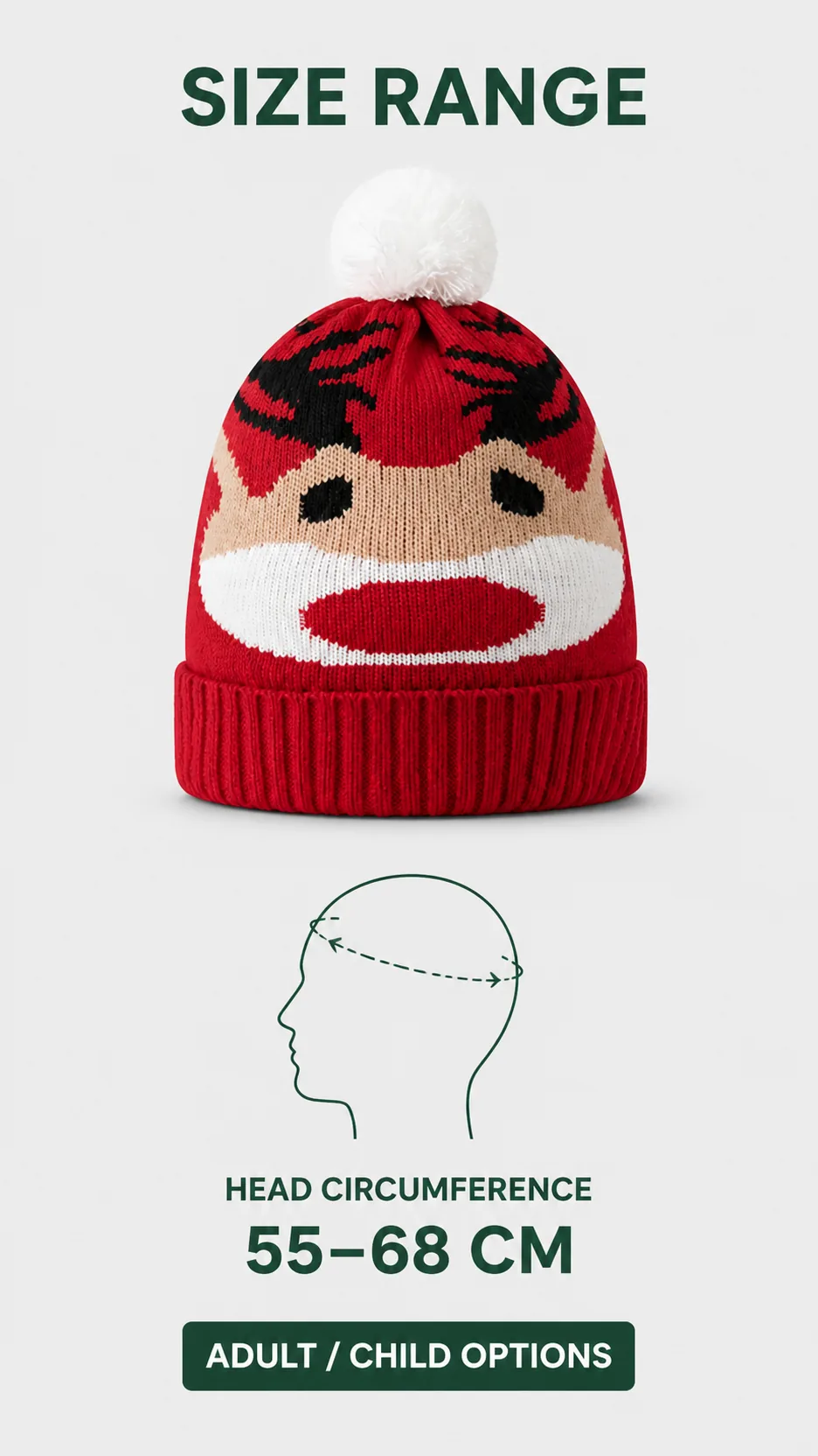 Custom Logo Christmas Jacquard Knit Beanie Hat with Pom Pom Winter Warm Acrylic Skull Cap product detail 5