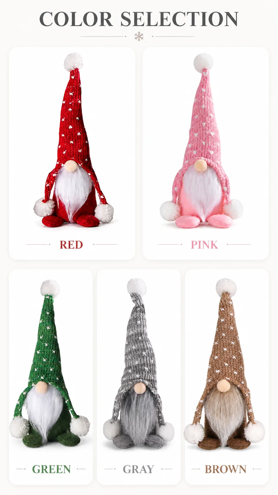 Christmas Knitted Gnome Doll Plush Faceless Elf Figurine with Tall Hat and Pom Poms for Holiday Home Decoration product detail 2