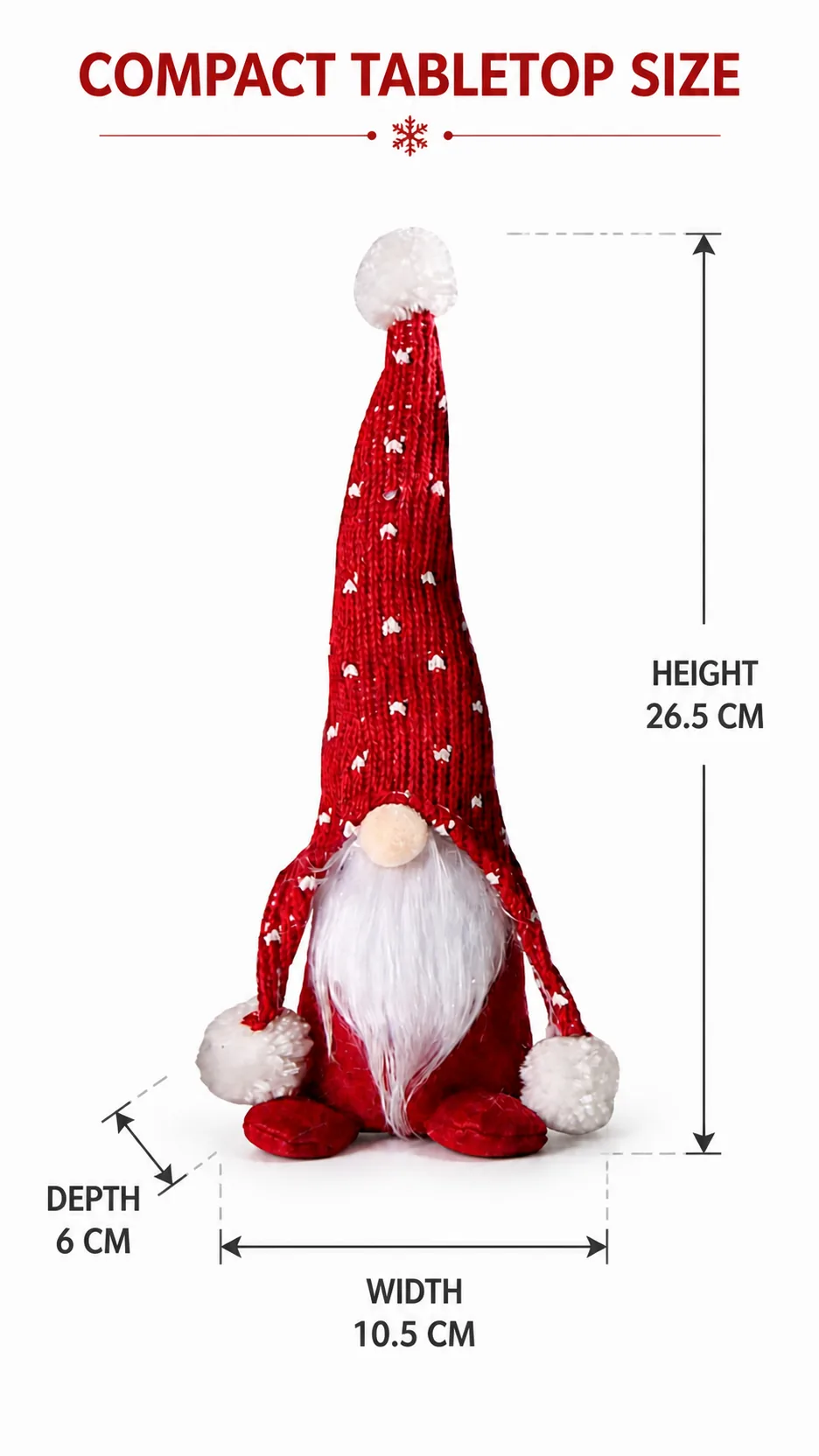 Christmas Knitted Gnome Doll Plush Faceless Elf Figurine with Tall Hat and Pom Poms for Holiday Home Decoration product detail 5
