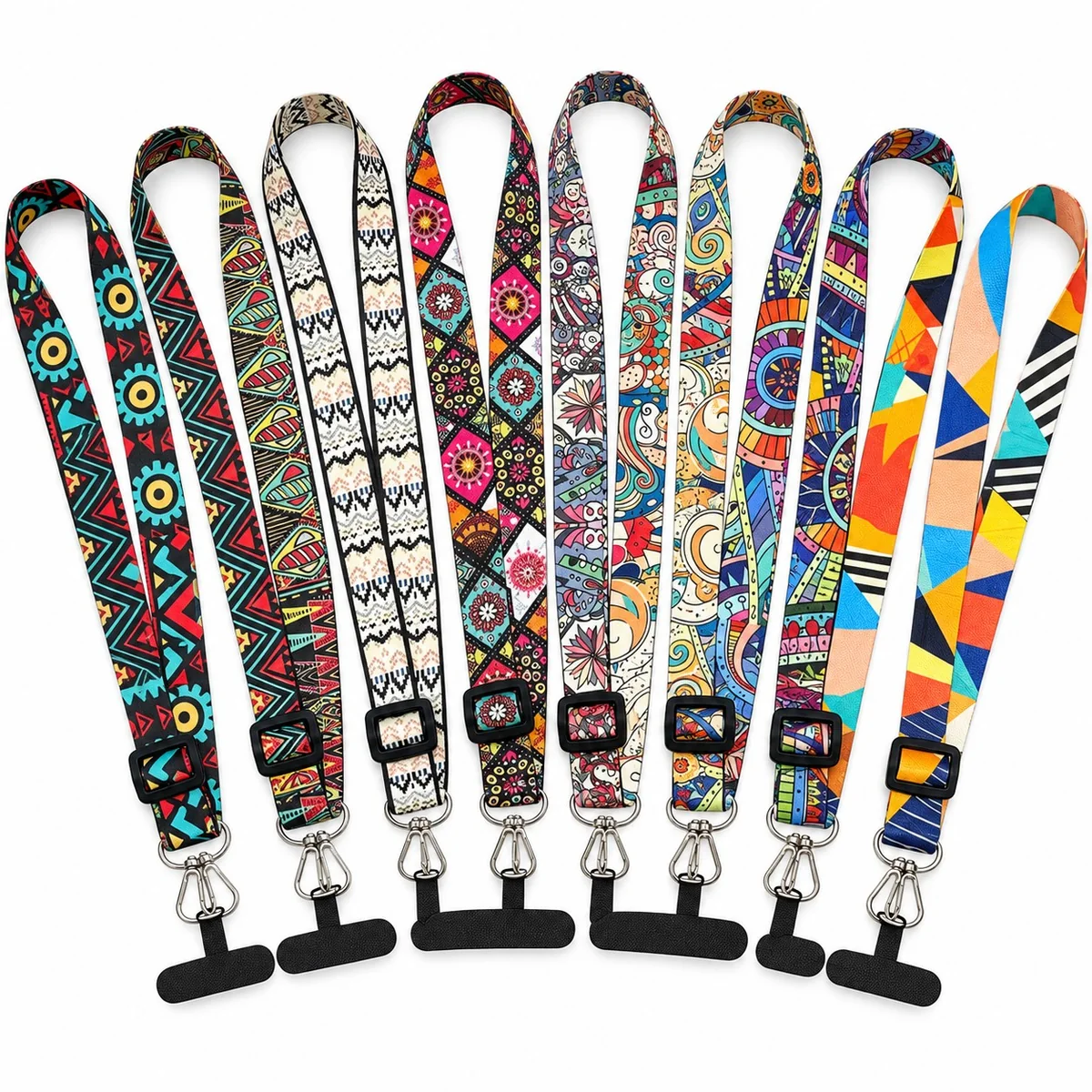 Retro Bohemian Adjustable Crossbody Phone Lanyard Strap with Canvas Insert