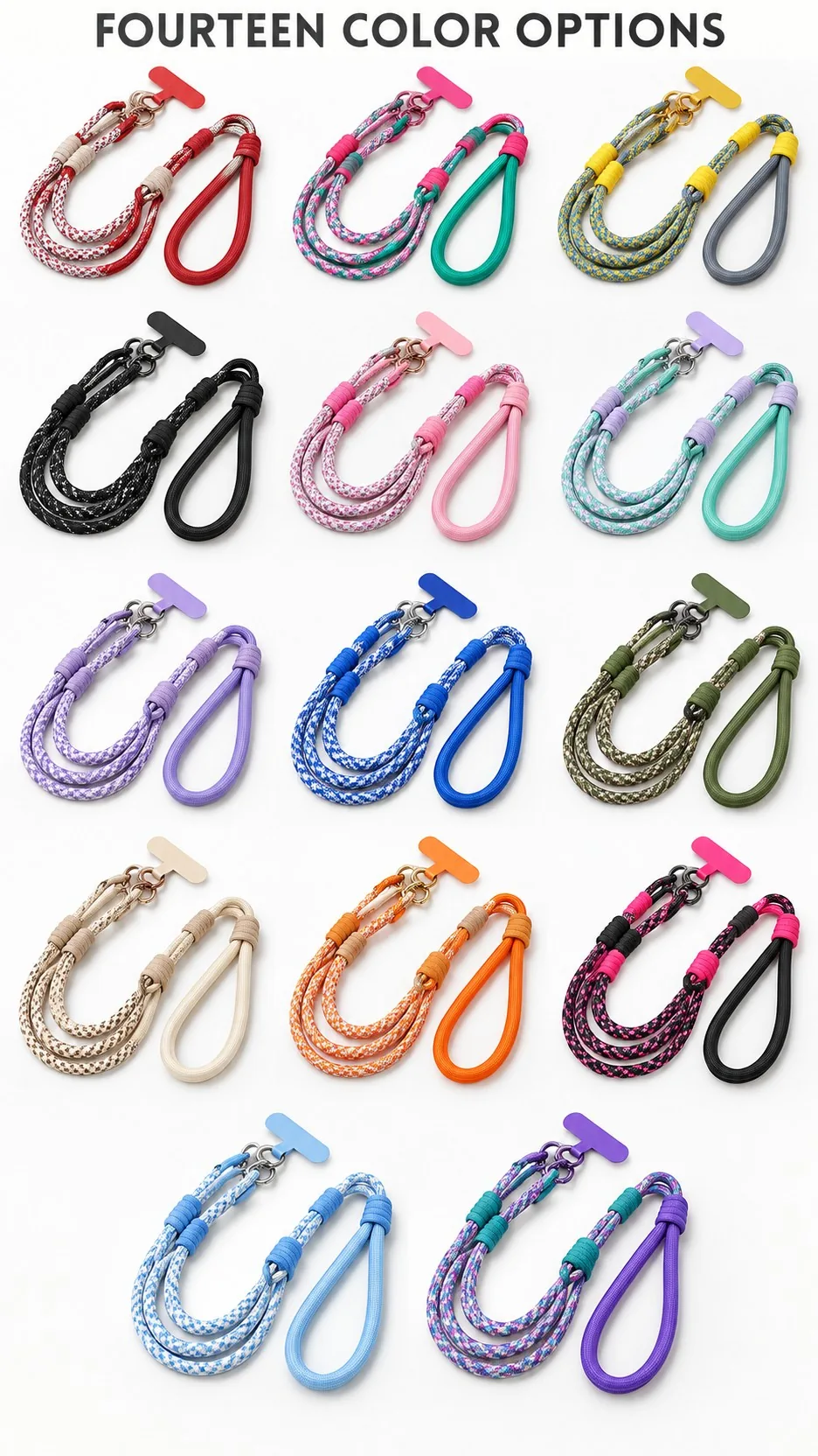 Adjustable 3-in-1 Nylon Braided Phone Lanyard Crossbody Neck Wrist Strap with Metal Clip product detail 5