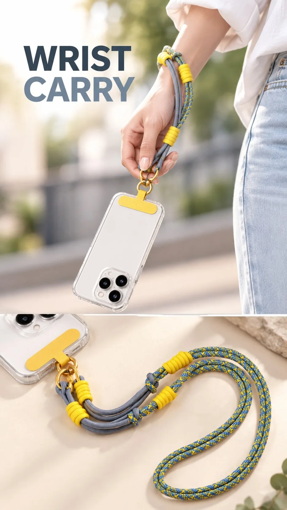 Adjustable 3-in-1 Nylon Braided Phone Lanyard Crossbody Neck Wrist Strap with Metal Clip product detail 7
