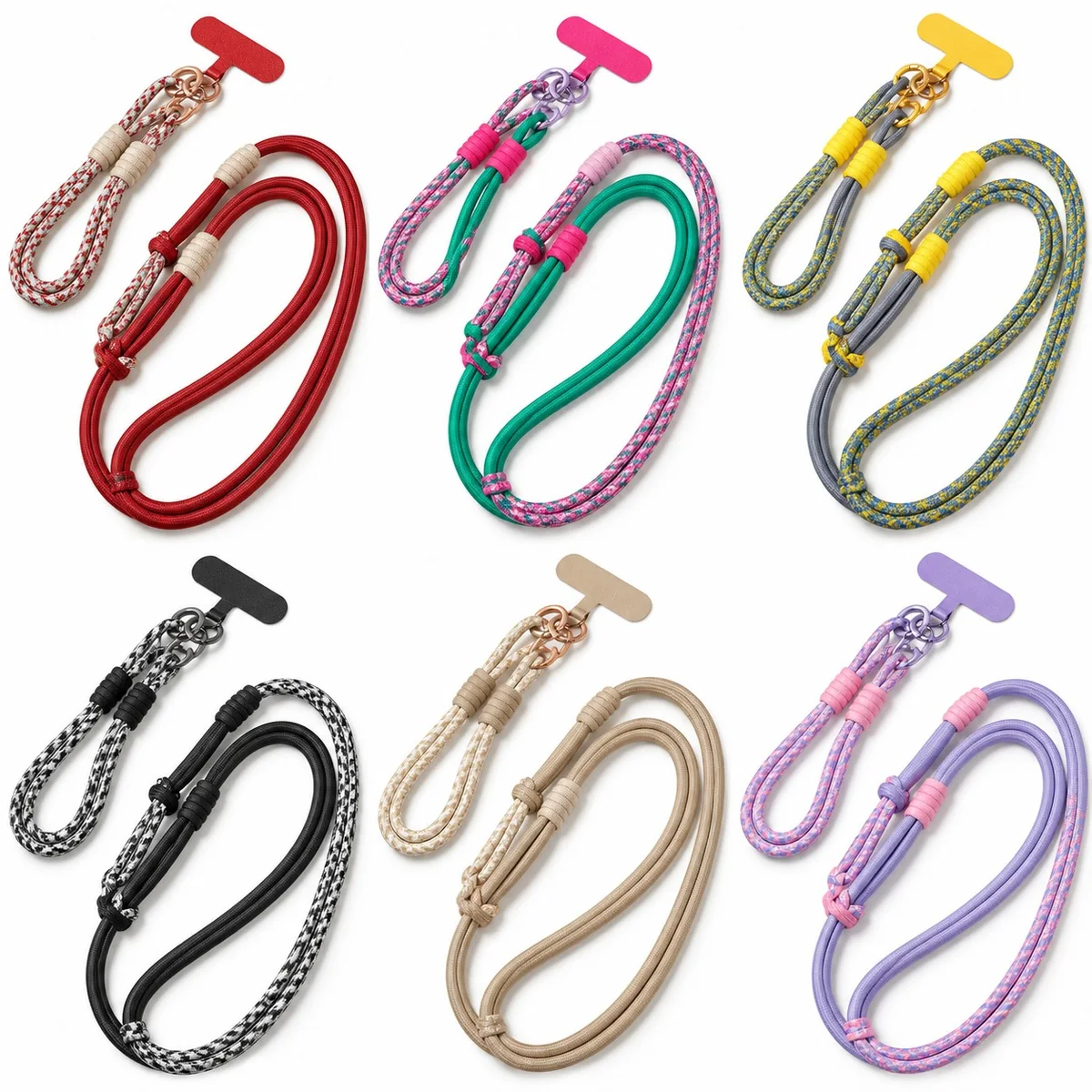Adjustable 3-in-1 Nylon Braided Phone Lanyard Crossbody Neck Wrist Strap with Metal Clip