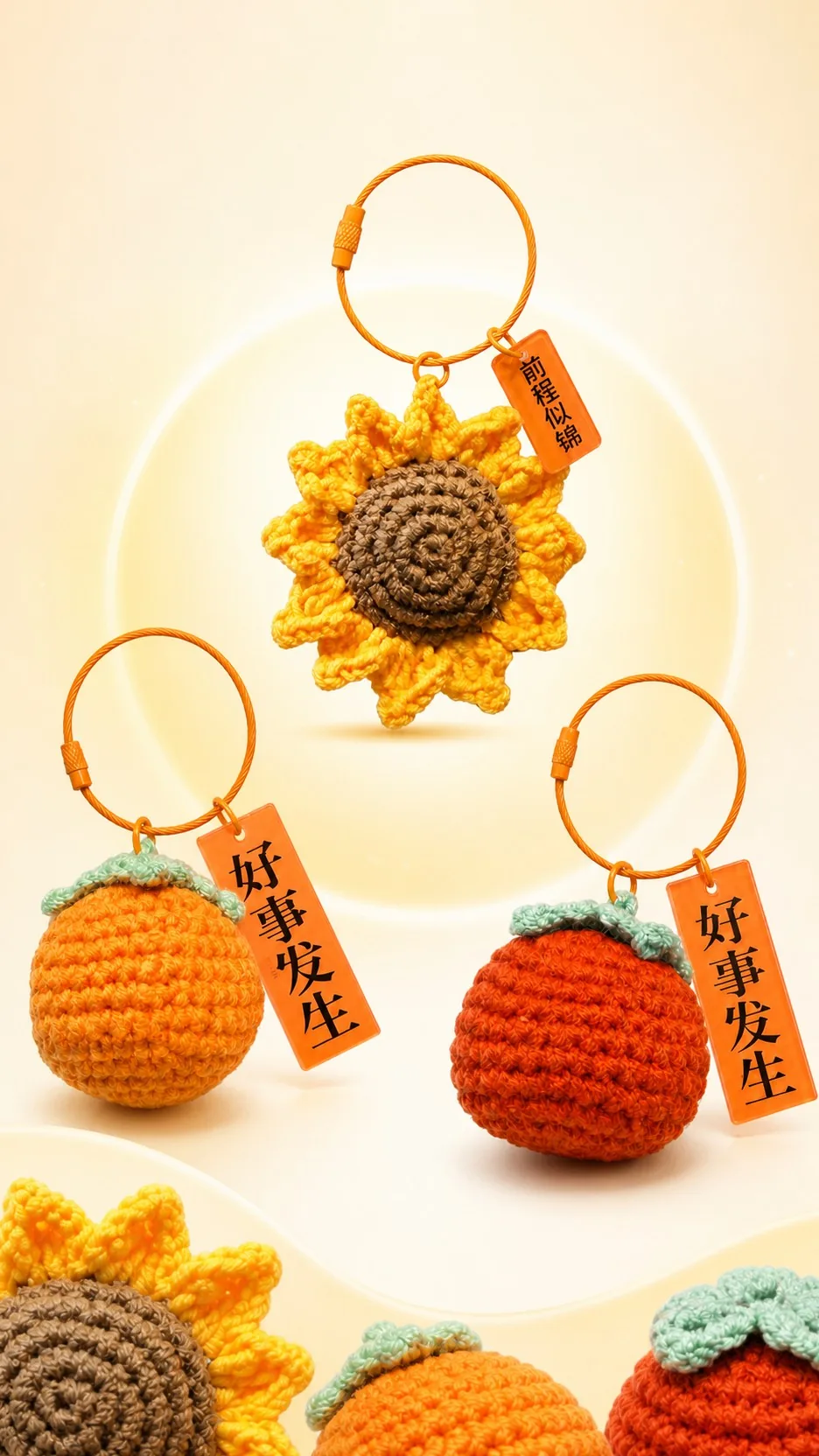 Sunflower and Fruit Plush Keychains product detail 1