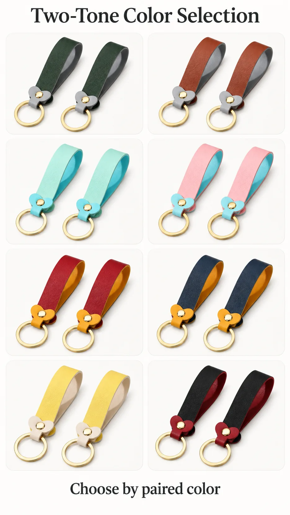 Heart-shaped leather keys to a couple's key-chain bag with a stylish car key button. product detail 5