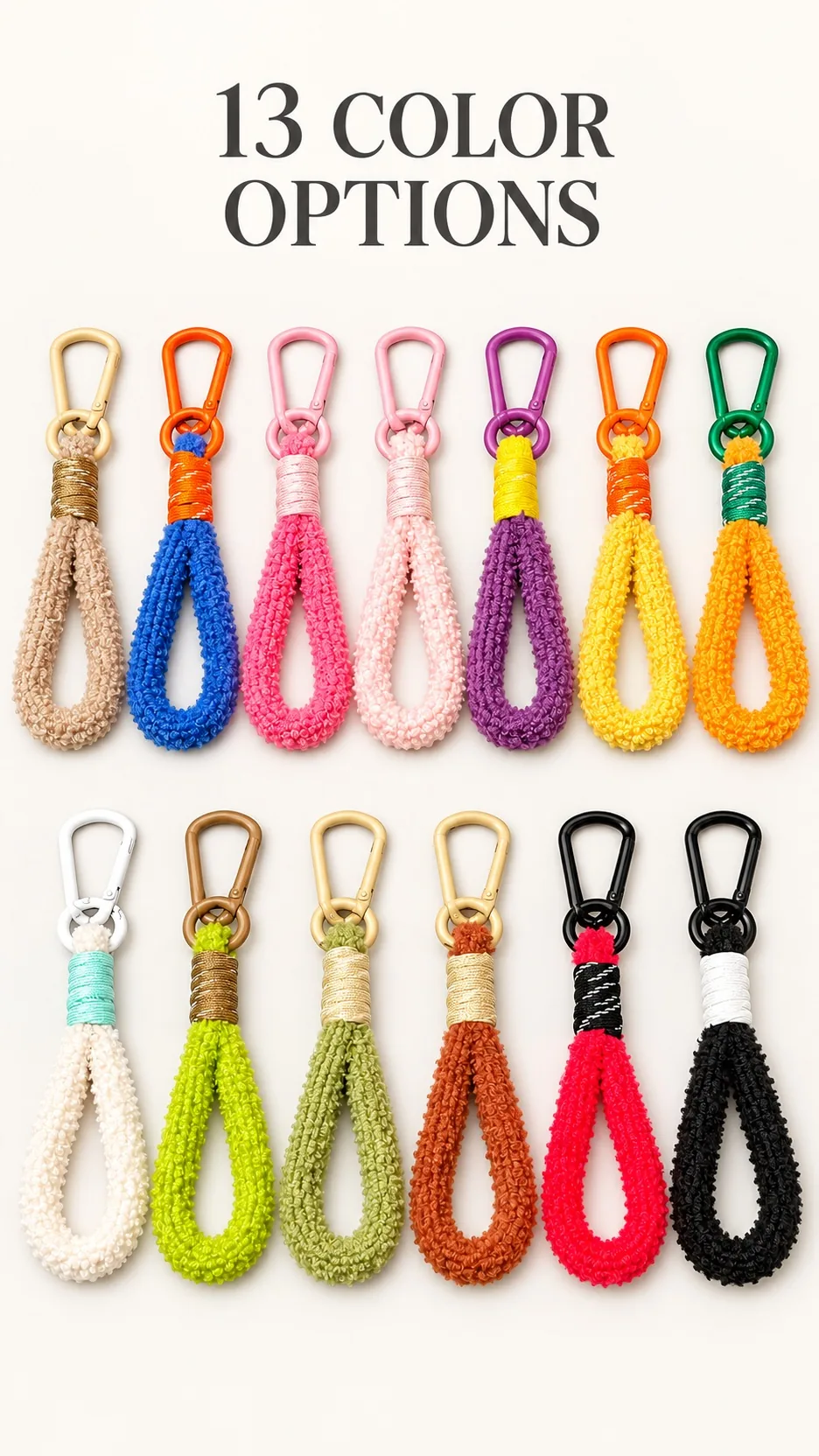 Wholesale Soft Plush Loop Keychain Strap with Carabiner Clip for Bags and Keys product detail 1
