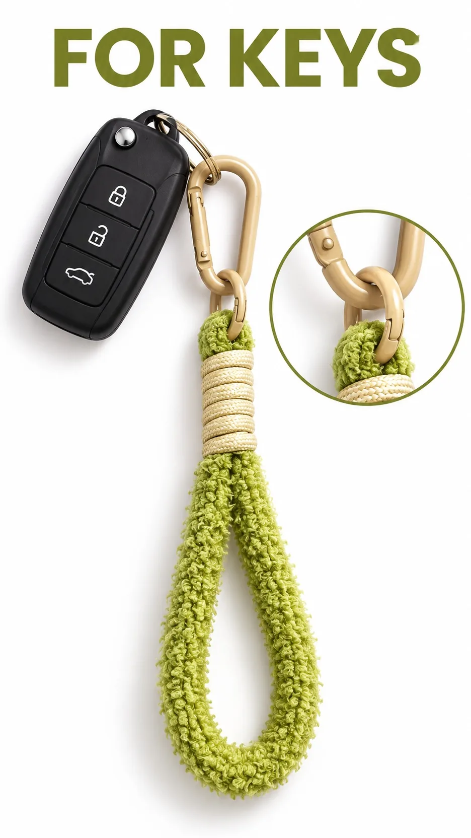 Wholesale Soft Plush Loop Keychain Strap with Carabiner Clip for Bags and Keys product detail 6