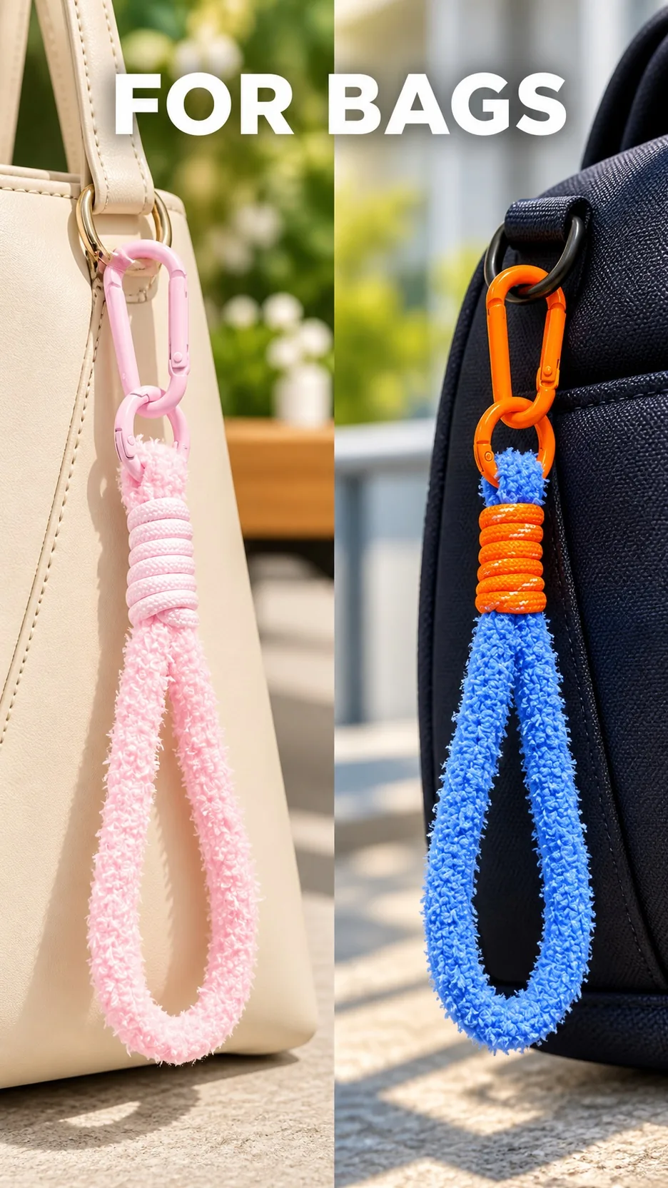 Wholesale Soft Plush Loop Keychain Strap with Carabiner Clip for Bags and Keys product detail 7