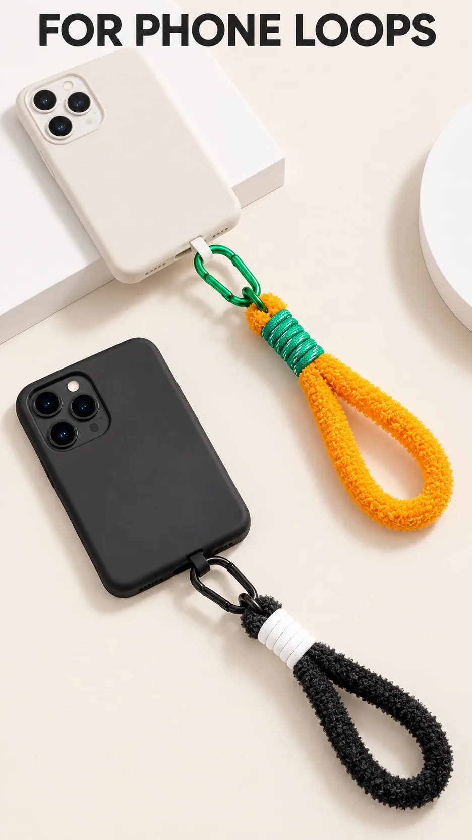 Wholesale Soft Plush Loop Keychain Strap with Carabiner Clip for Bags and Keys product detail 8