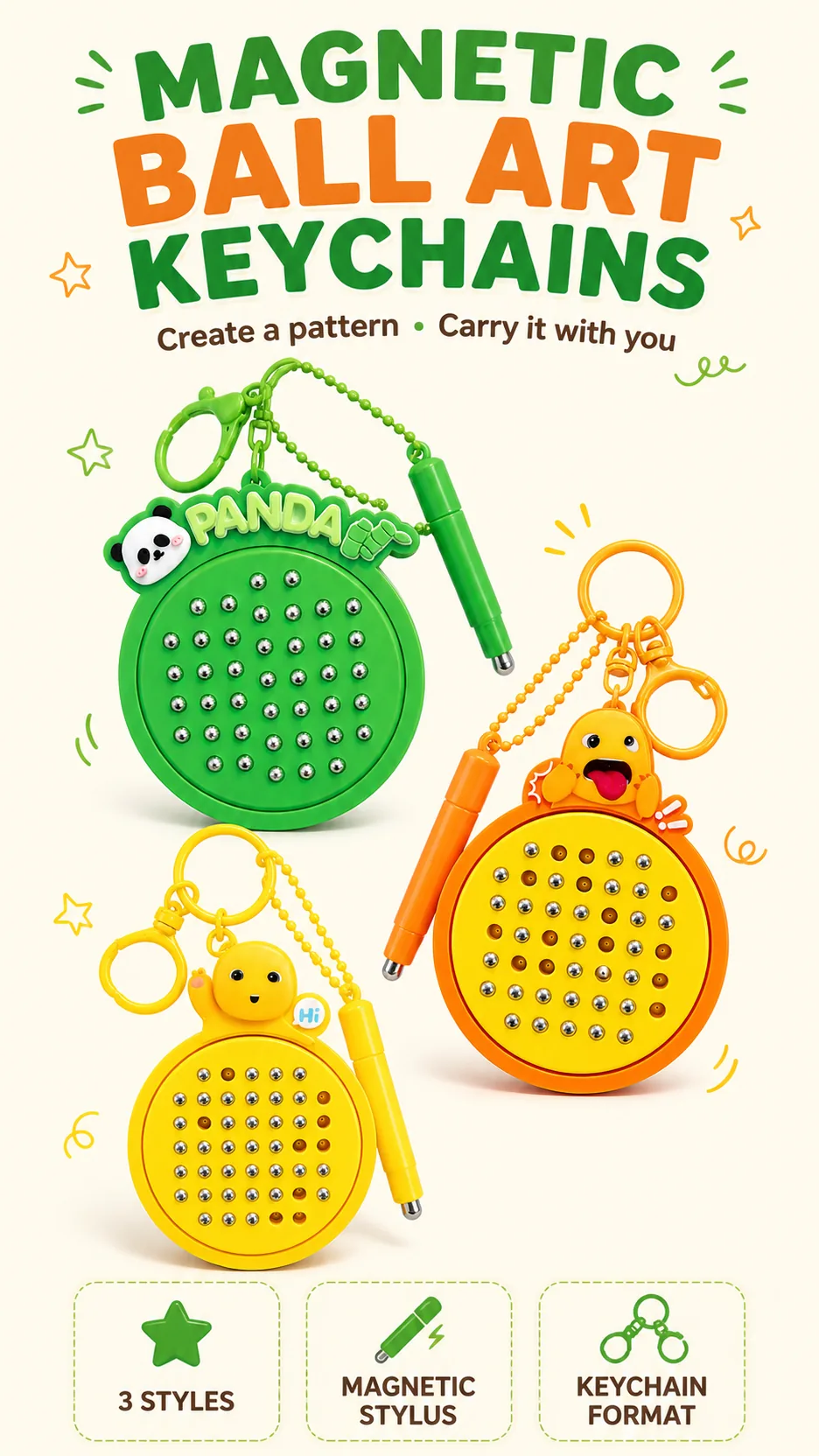 Magnetic Bead Maze Panda Keychains product detail 1