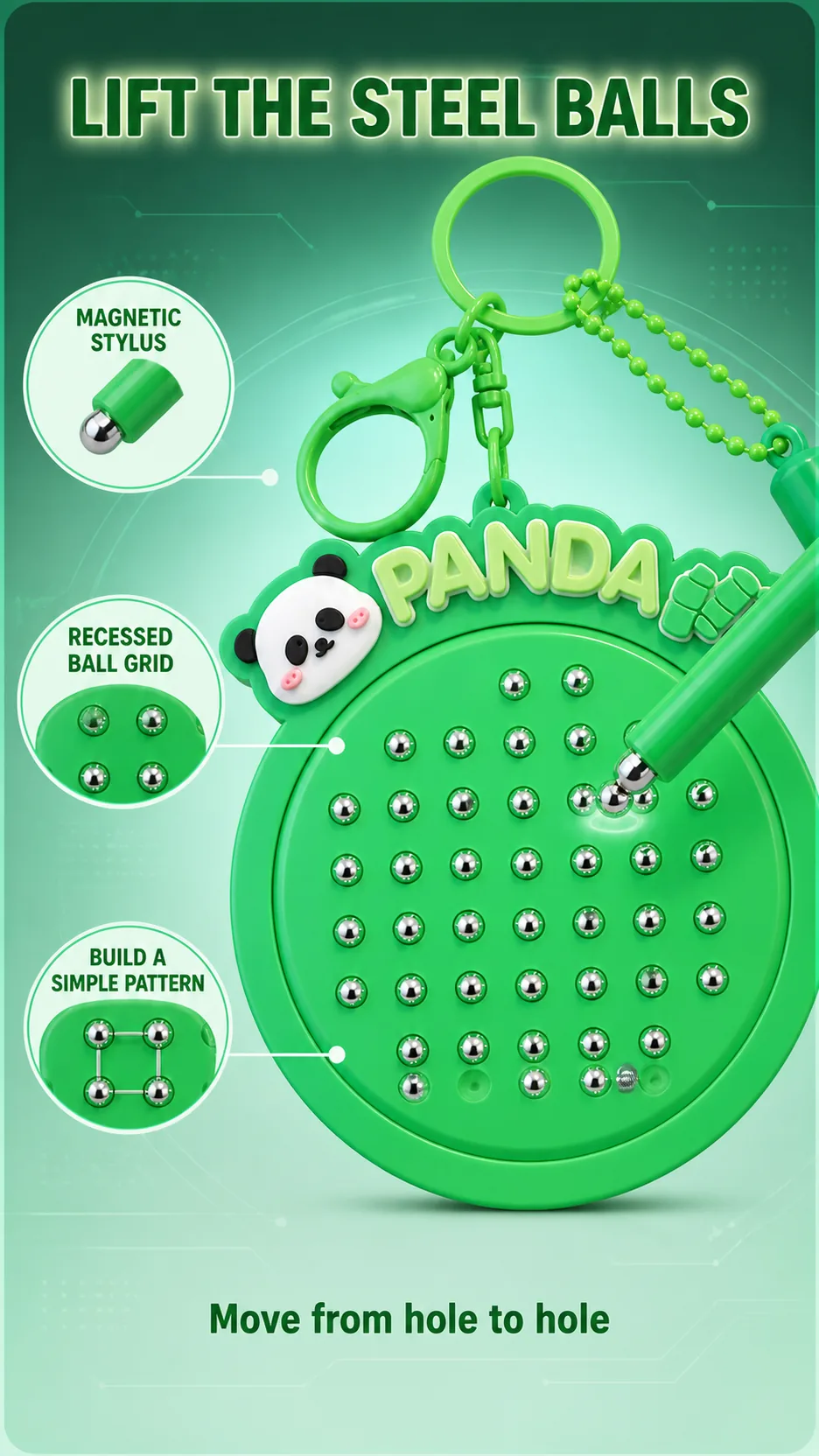 Magnetic Bead Maze Panda Keychains product detail 2