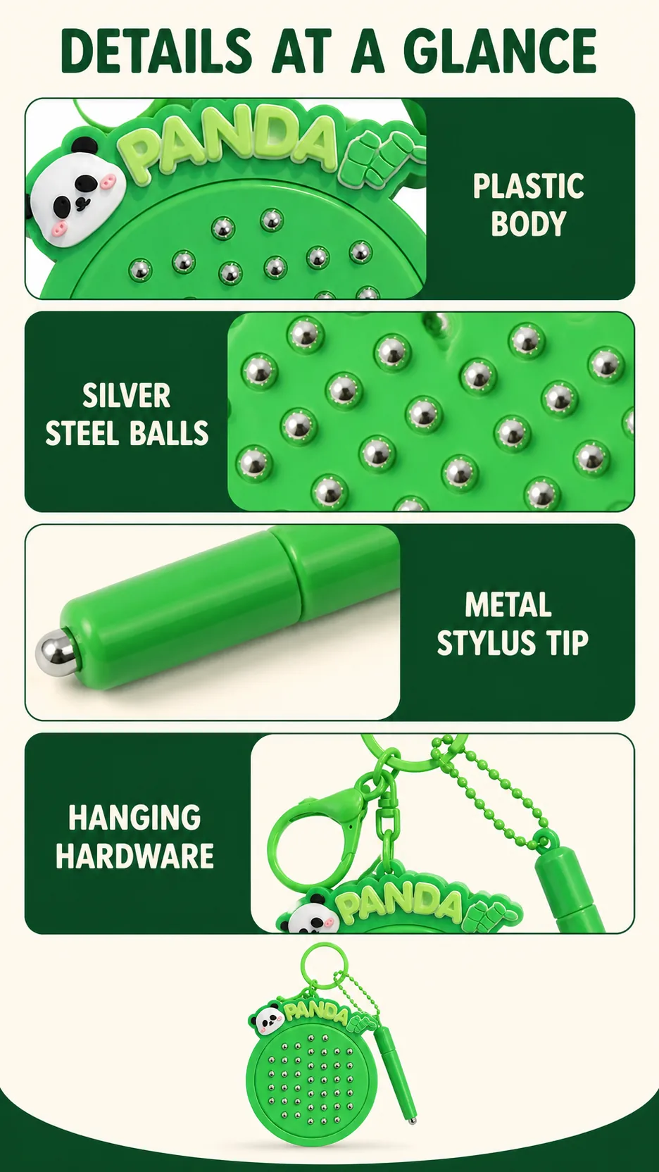Magnetic Bead Maze Panda Keychains product detail 4