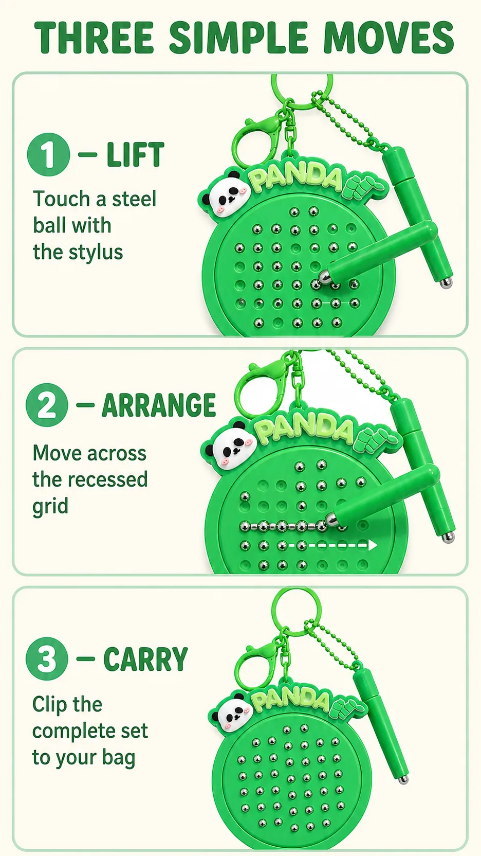 Magnetic Bead Maze Panda Keychains product detail 8