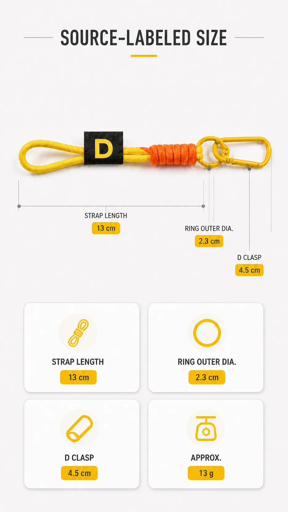 INS Style Woven Nylon Keychain Strap with D-Label and Carabiner Clip DIY Phone Lanyard Accessory product detail 4