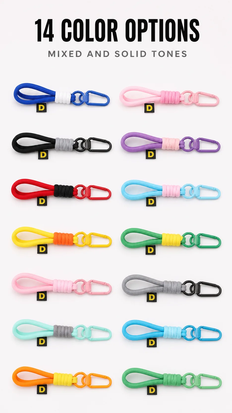 INS Style Woven Nylon Keychain Strap with D-Label and Carabiner Clip DIY Phone Lanyard Accessory product detail 5