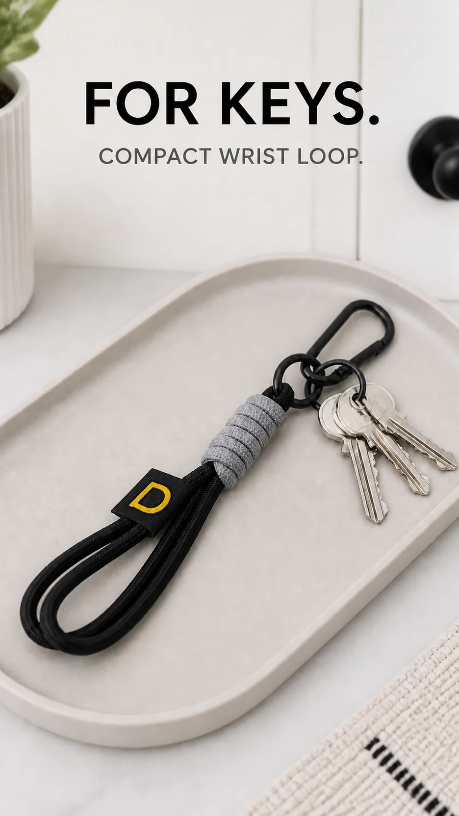 INS Style Woven Nylon Keychain Strap with D-Label and Carabiner Clip DIY Phone Lanyard Accessory product detail 6