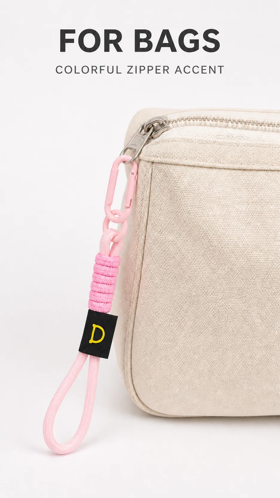 INS Style Woven Nylon Keychain Strap with D-Label and Carabiner Clip DIY Phone Lanyard Accessory product detail 7