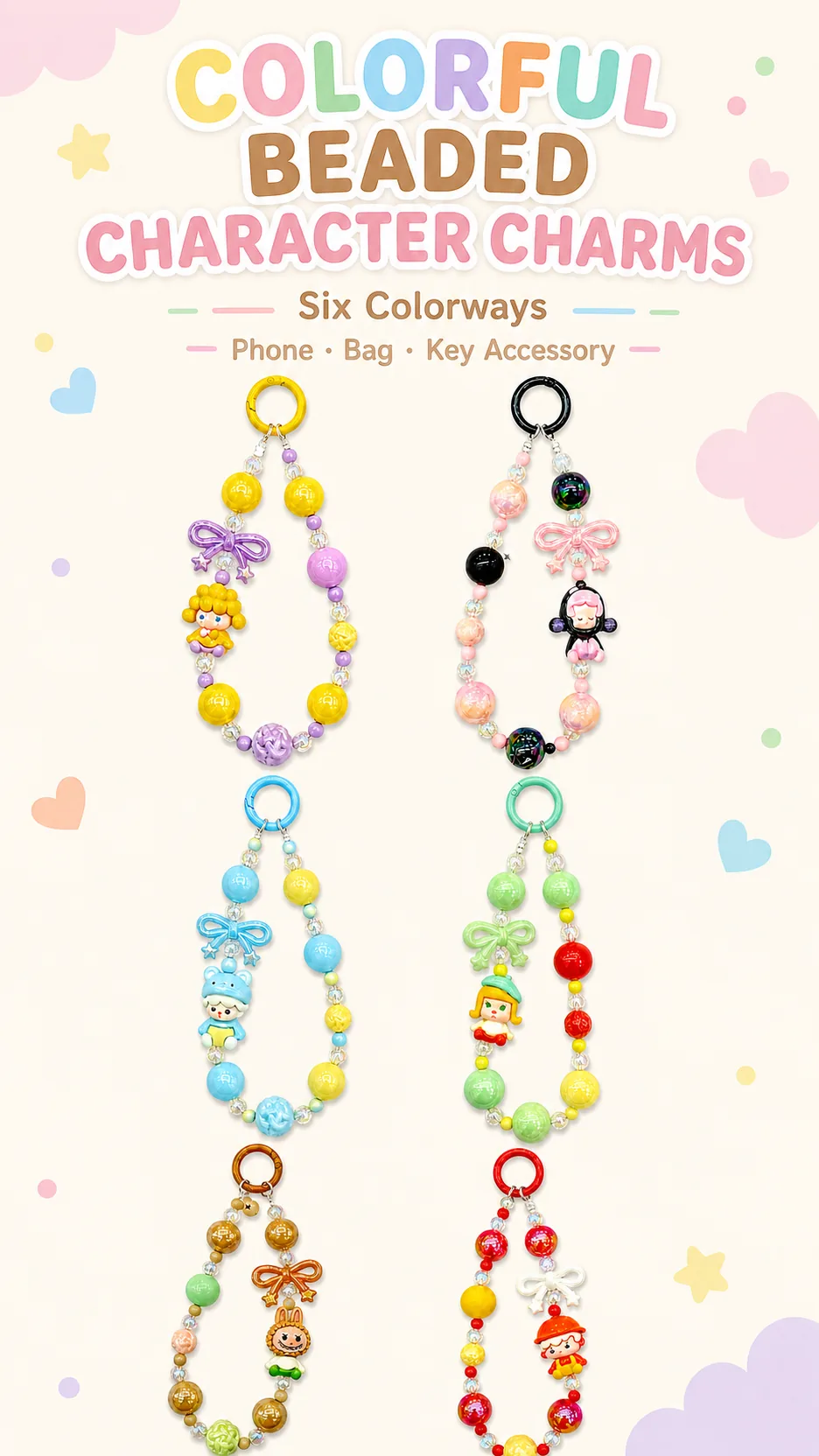 Hand-Painted Beaded Character Phone Charms product detail 1