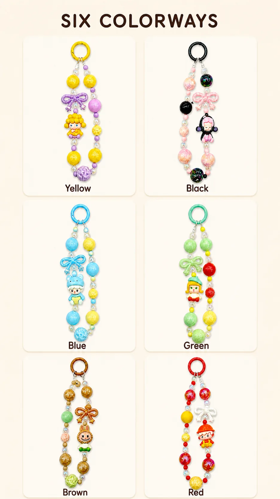 Hand-Painted Beaded Character Phone Charms product detail 2