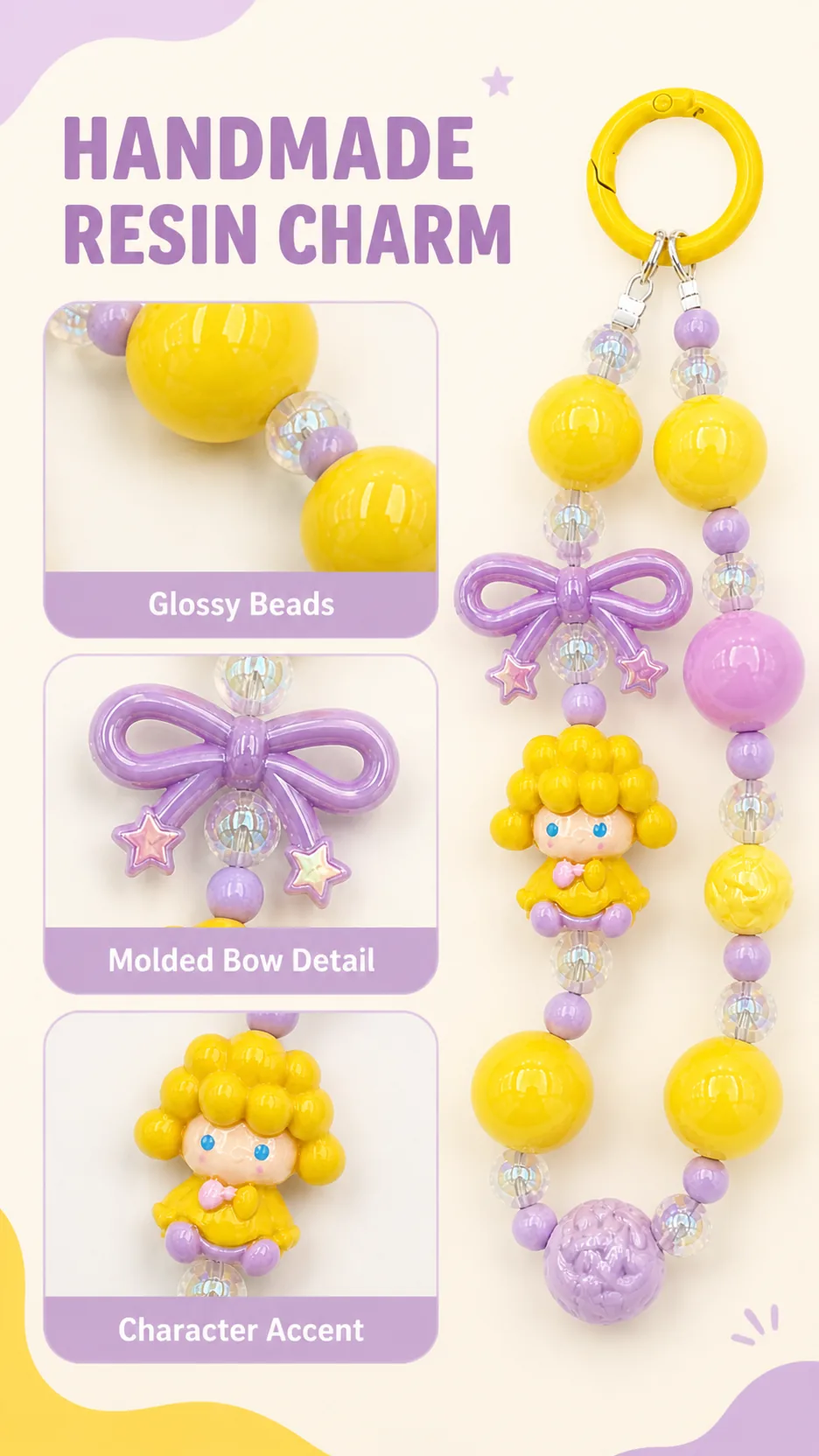 Hand-Painted Beaded Character Phone Charms product detail 4