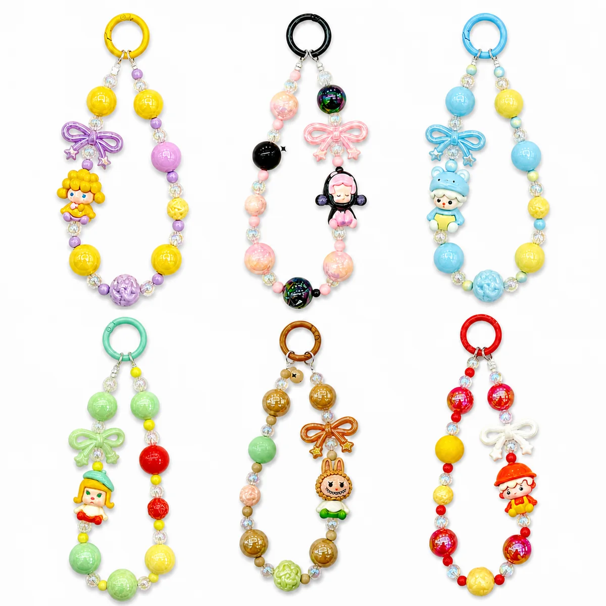 Hand-Painted Beaded Character Phone Charms