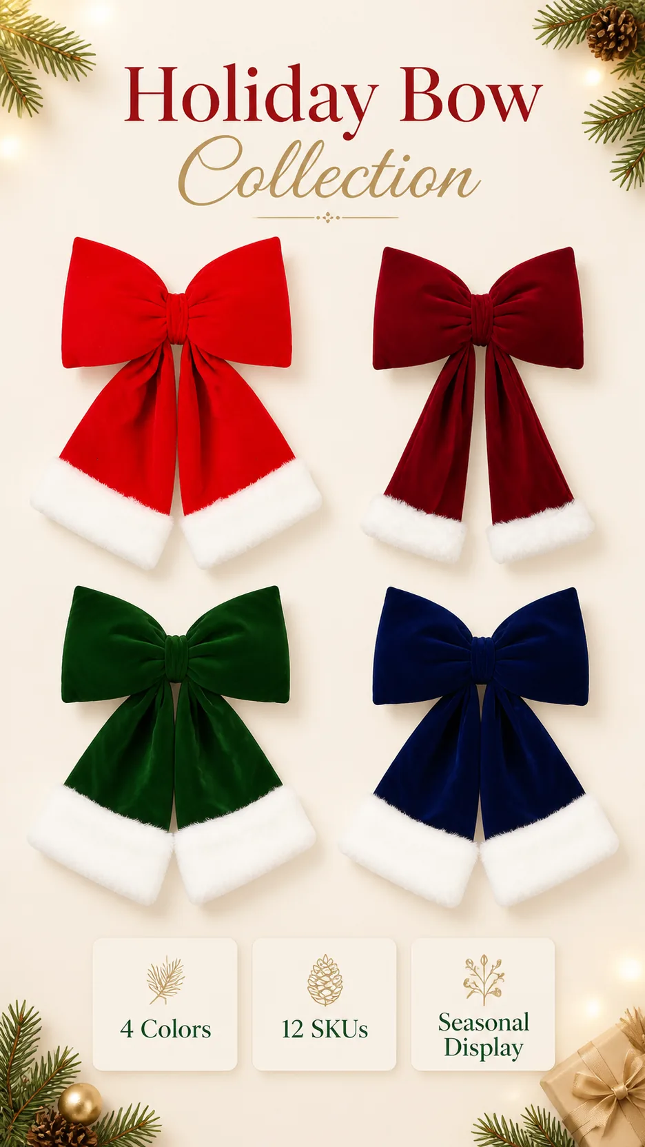 Plush Christmas Bow Ornaments product detail 1