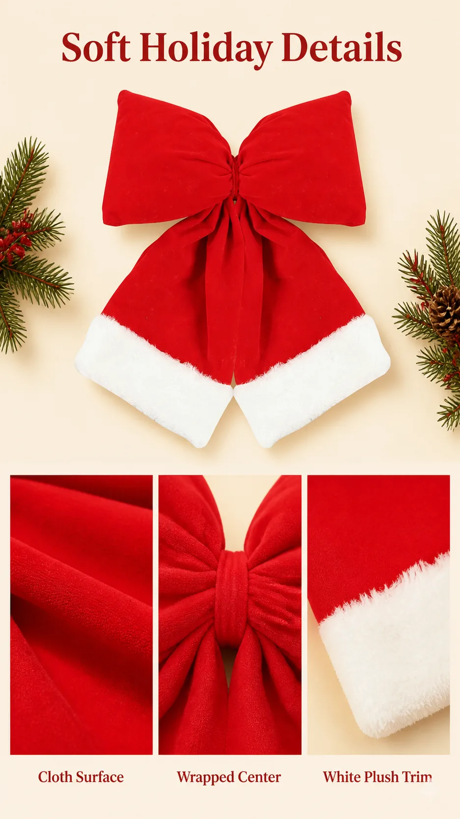 Plush Christmas Bow Ornaments product detail 2