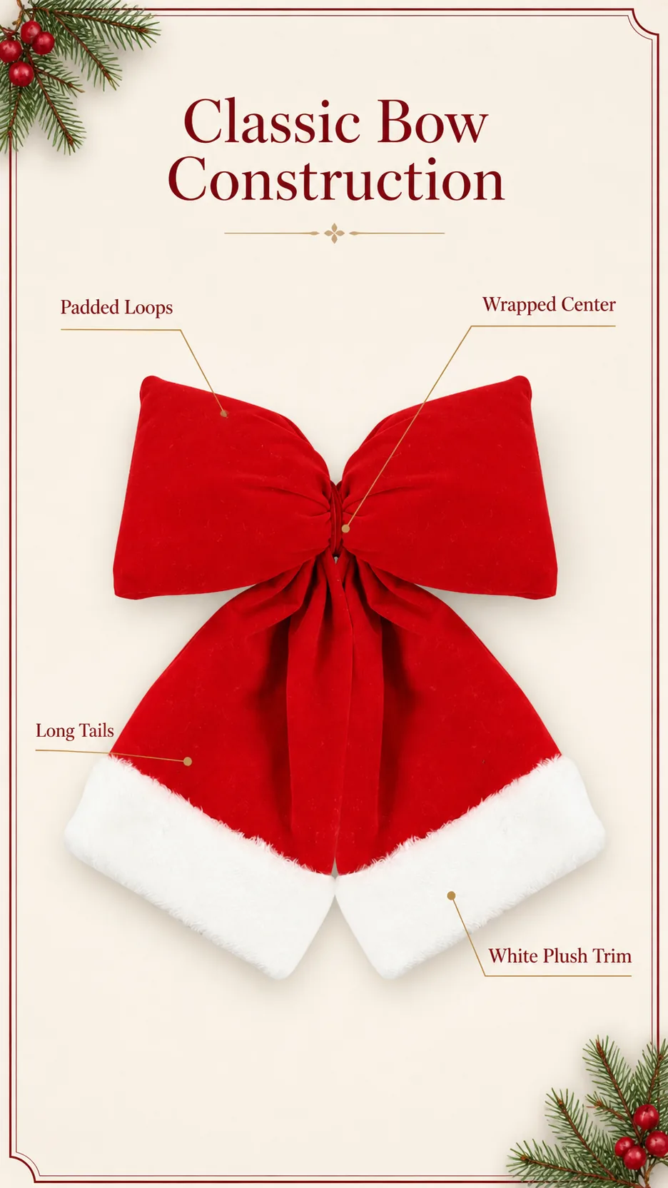 Plush Christmas Bow Ornaments product detail 3