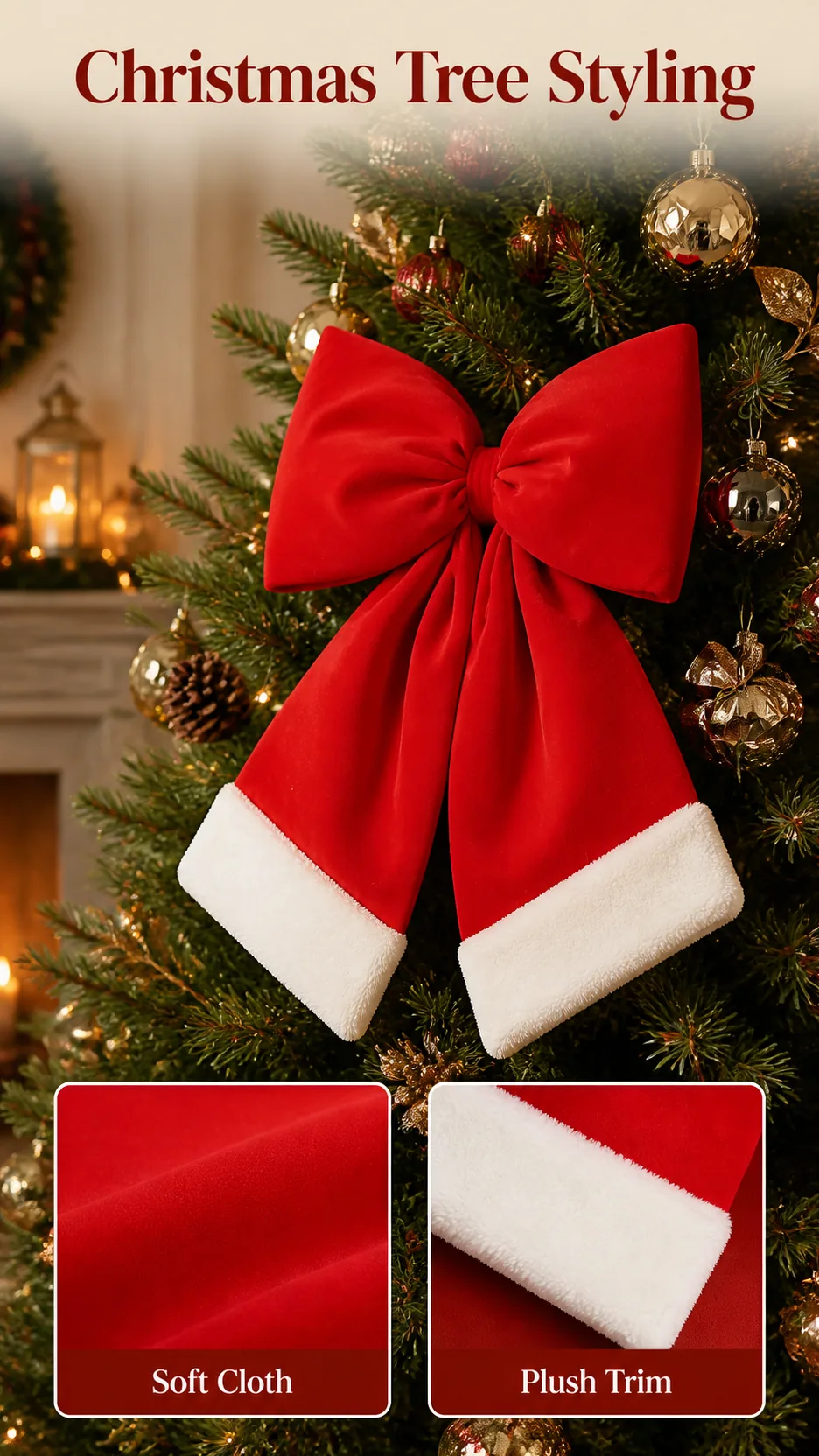 Plush Christmas Bow Ornaments product detail 6