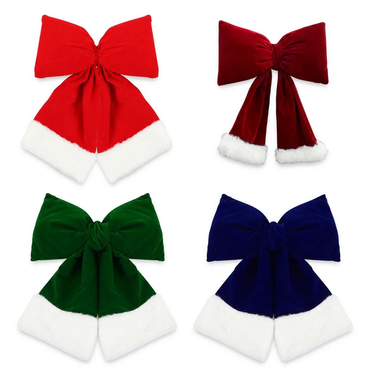 Plush Christmas Bow Ornaments