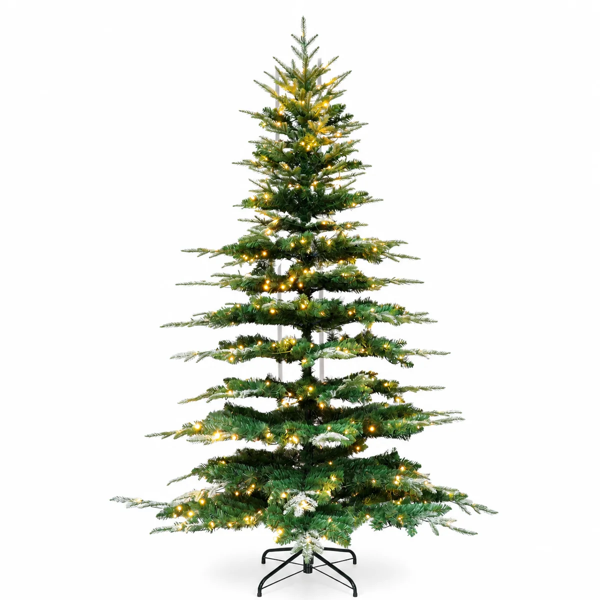 1.8m Pre-Lit Artificial Christmas Tree with Warm White LED Lights and Mixed PVC Needles