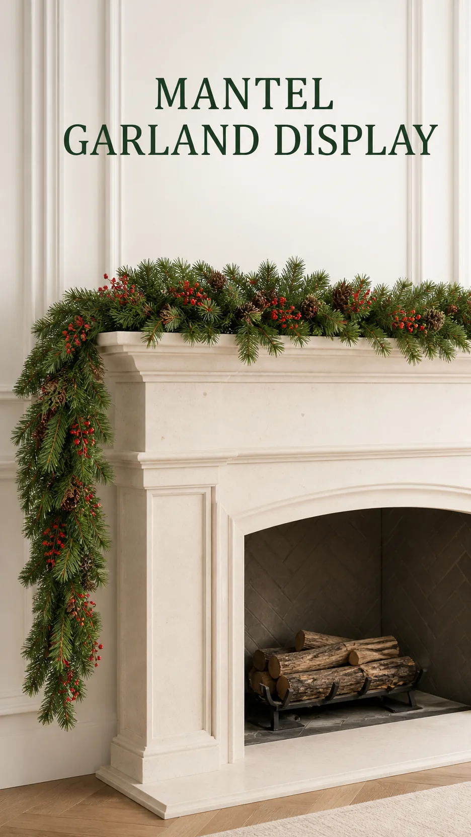 2.7m Artificial Christmas Garland with Pinecones and Red Berries PVC Foliage for Mantel Staircase Decoration product detail 5