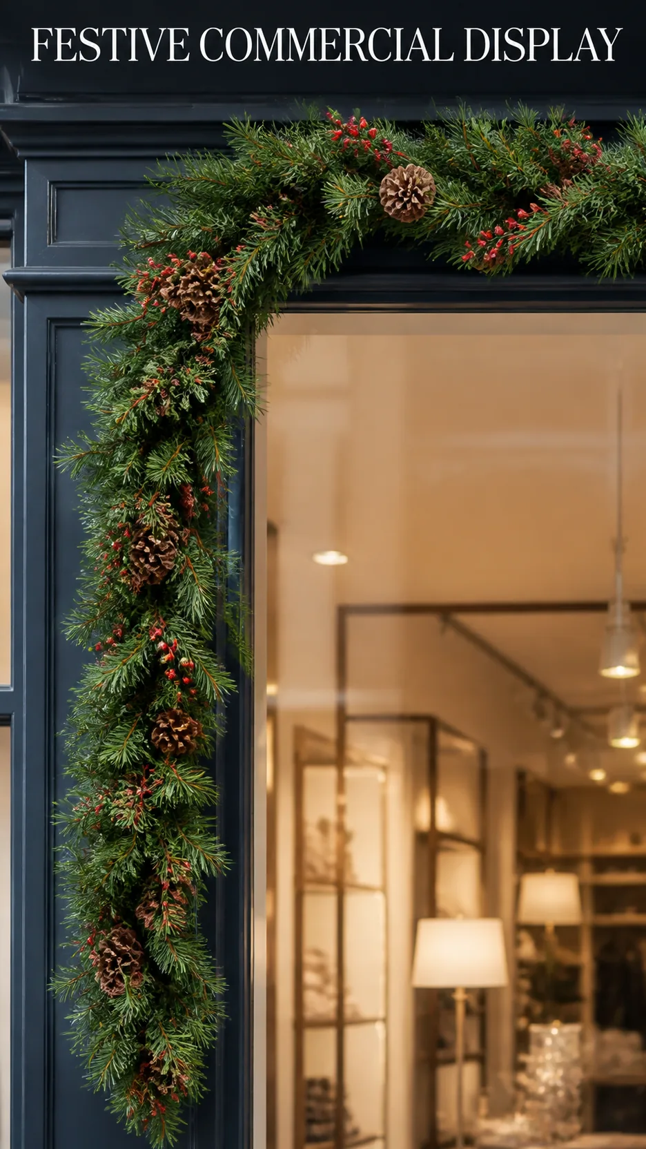 2.7m Artificial Christmas Garland with Pinecones and Red Berries PVC Foliage for Mantel Staircase Decoration product detail 7