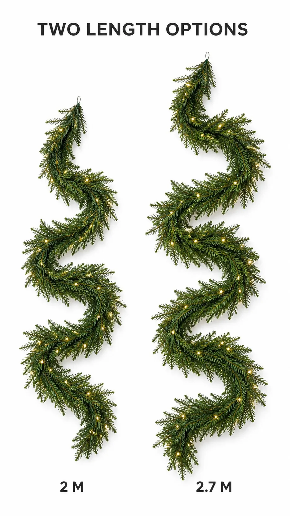 2.7M Pre-lit Artificial Christmas Garland with Warm White LED Lights for Mantel Staircase and Door Decoration product detail 4