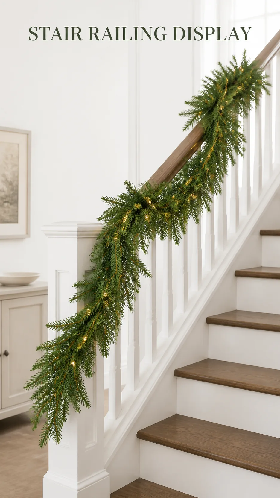 2.7M Pre-lit Artificial Christmas Garland with Warm White LED Lights for Mantel Staircase and Door Decoration product detail 5