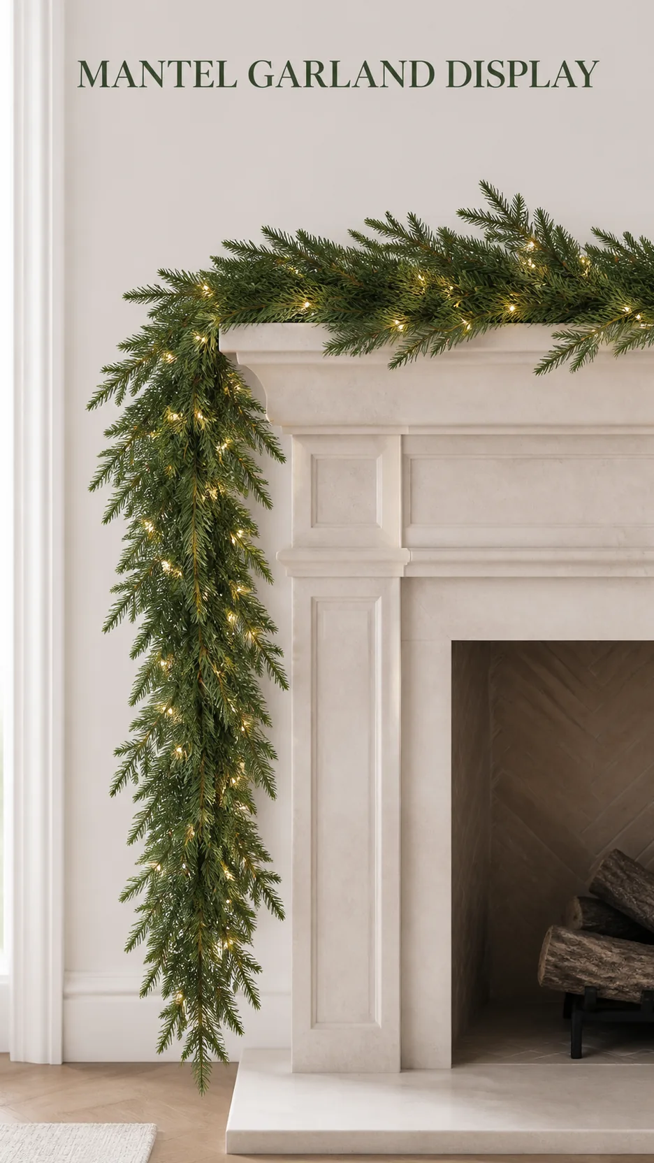 2.7M Pre-lit Artificial Christmas Garland with Warm White LED Lights for Mantel Staircase and Door Decoration product detail 6