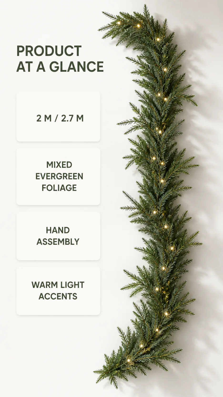 2.7M Pre-lit Artificial Christmas Garland with Warm White LED Lights for Mantel Staircase and Door Decoration product detail 8